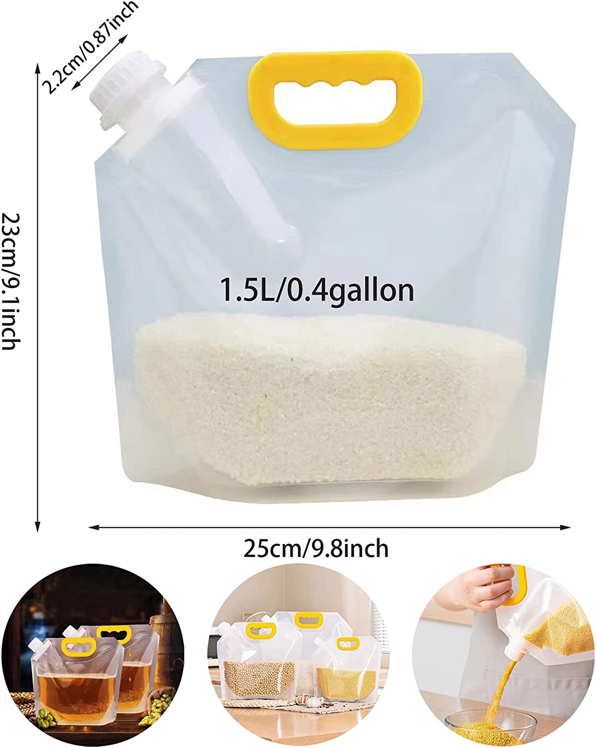 Plastic 10 Pcs (1.5L) Reusable Grain Moisture Proof Sealed Bag