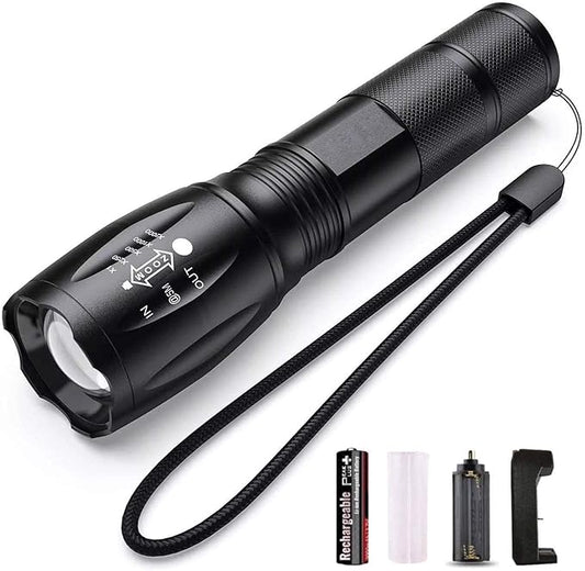 LED Torch Flashlight 5 Mode Adjustable Focus Zoomable