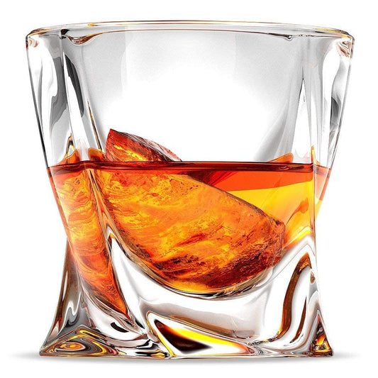Italian Premium 300ml Twist Designed Crystal Whiskey Glasses Set of 6 | Old Fashioned Tumblers for Whisky Lovers